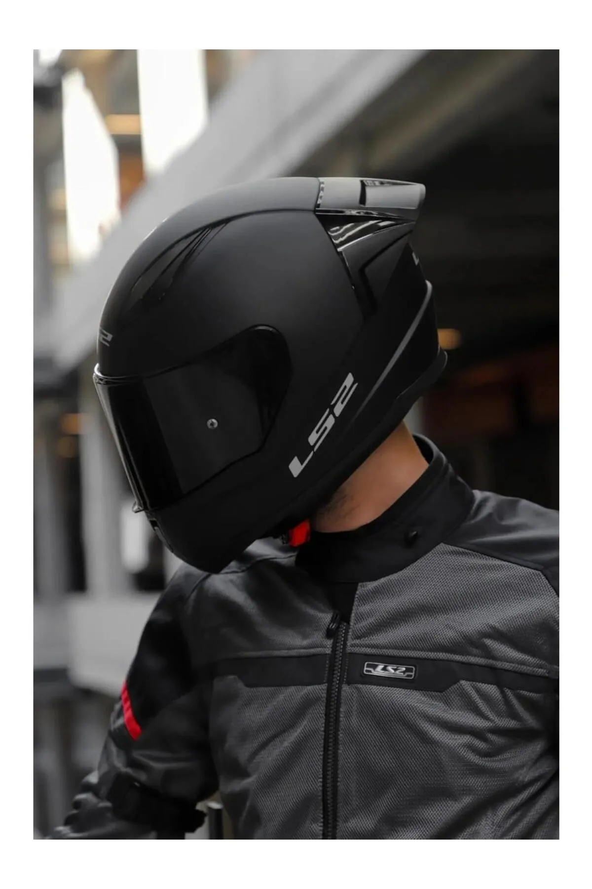 LS2 RAPID 2 MAT SİYAH ( RACE ) SPOILER + SİYAH VİZÖR